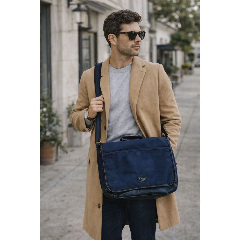 Ben Sherman Blue Black Crossbody Messenger Bag Case  Mens Size Medium